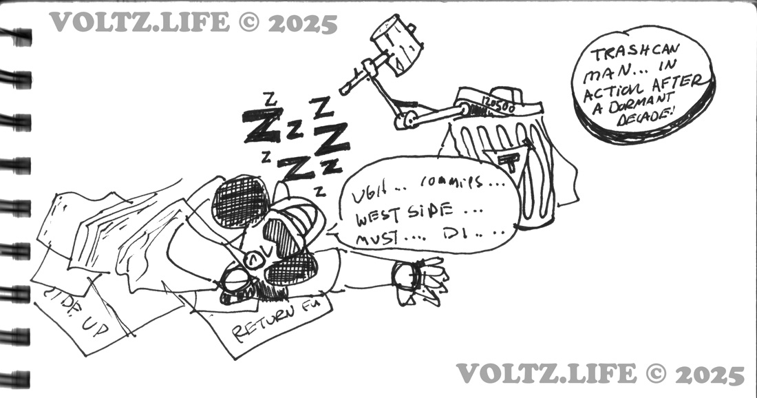 Trash can man vs sleeping Gary